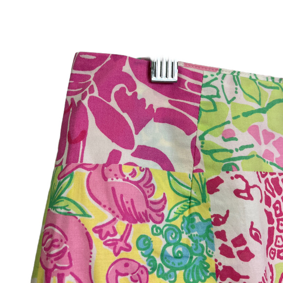 Lilly Pulitzer Women's Jungle Patchwork Skort Faux Wrap Mini Skirt Pink Cotton 6 - Picture 6 of 12